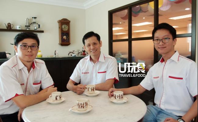 益昌提倡「在家喝咖啡」的理念，左起为汤洳昇、陈桂鑫和吴美杰。
