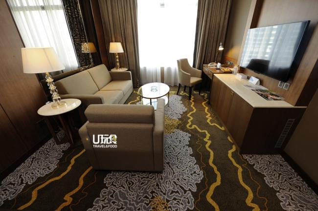 客厅区有酒店精心挑选华丽的家具搭配巴迪风格，整体感觉非常舒适。