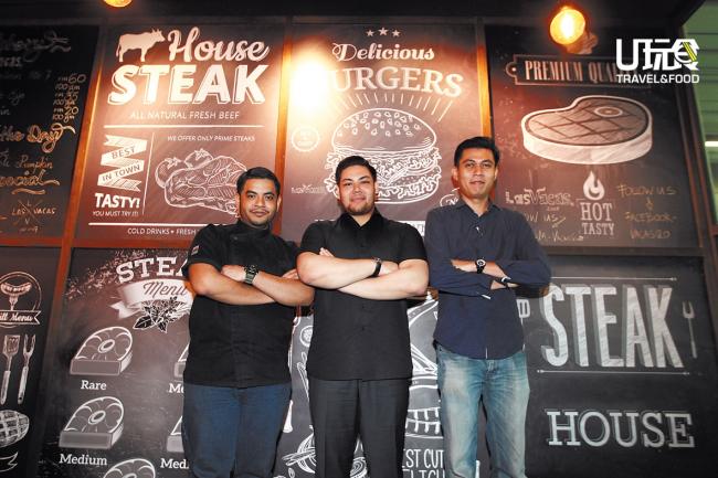 总厨阿米鲁（Chef Amirull，左起），餐厅老板法迪依占（FD Idzham）和餐厅经理艾扎尔（Aizzar）是餐厅的铁三角。