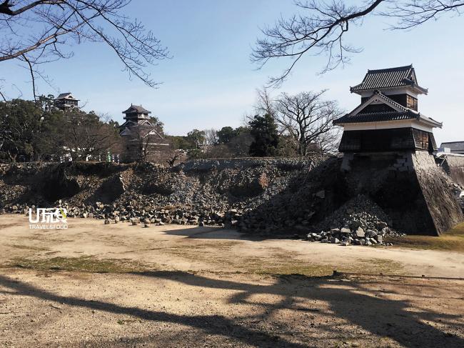 超过400年历史的熊本城，在地震中遭到破坏，包括这面熊本城的城墙，估计需要5年至10年时间才能完成修复。