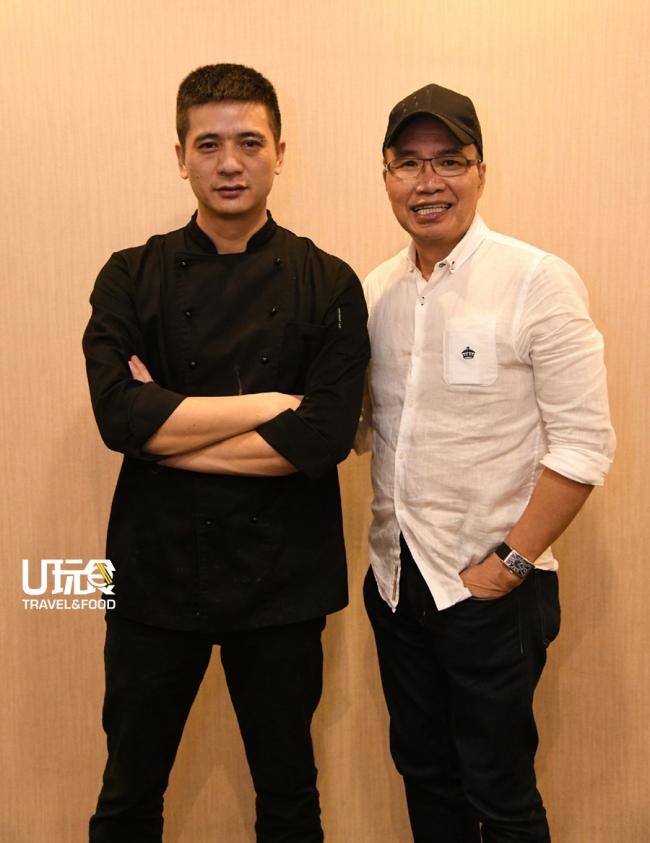无招牌私房菜的老板陈厚润（右）从事服装生意兼红酒进口，与周祖昌（左）联手经营餐酒搭配的私房菜馆。