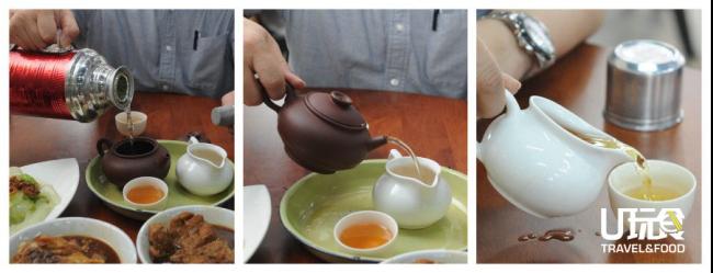 在这里吃肉骨茶能喝到紫藤的茶，而且还能自己泡茶。