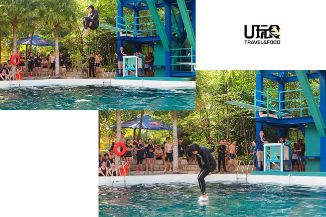 游客最高可达10米高的跳水台，25米高跳水台仅限于专业跳水团队表演用途。