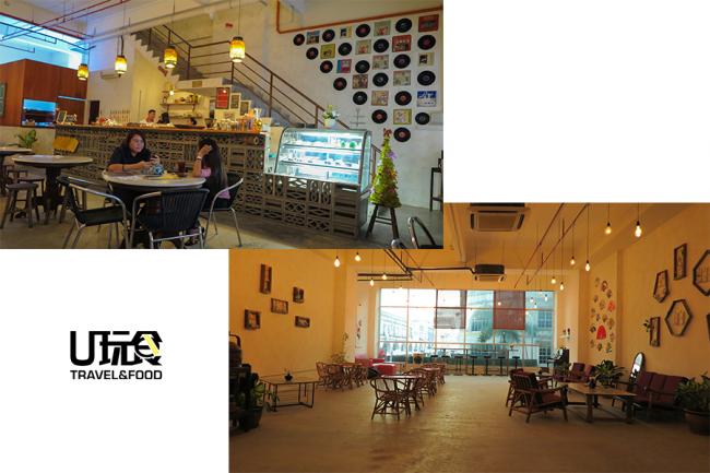 咖啡馆二层各占1400平方尺，可供派对、工作坊、会议租借场地。