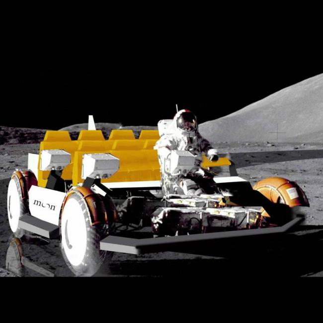 图为在“月球殖民地”上配置的“月球车”。