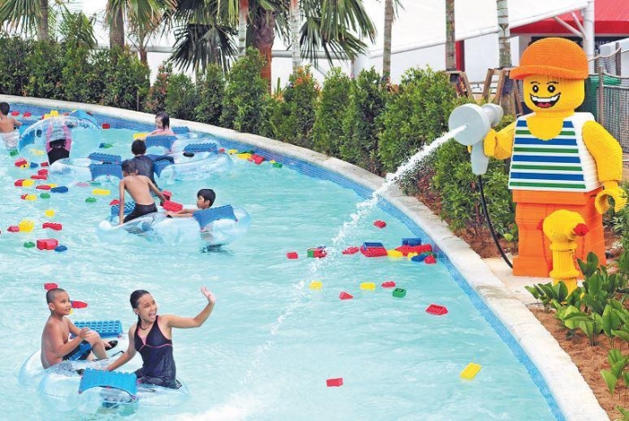 马来西亚乐高水上乐园，水上活动皆以乐高积木为主题。 （档案照）